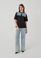 "CHECKS", BLACK T-SHIRT