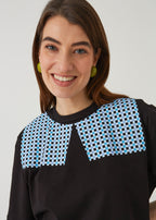 "CHECKS", BLACK T-SHIRT