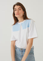 "CHECKS", BLACK T-SHIRT