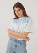 "CHECKS", BLACK T-SHIRT