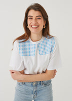 "CHECKS", BLACK T-SHIRT