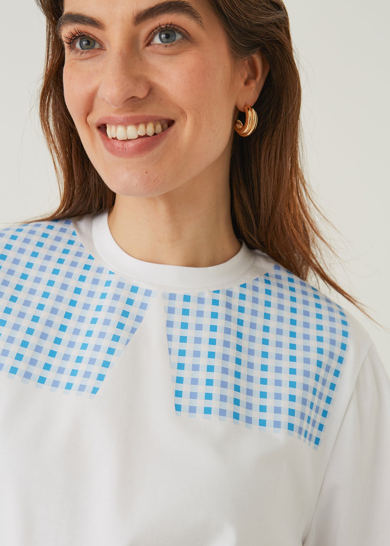 "CHECKS", BLACK T-SHIRT