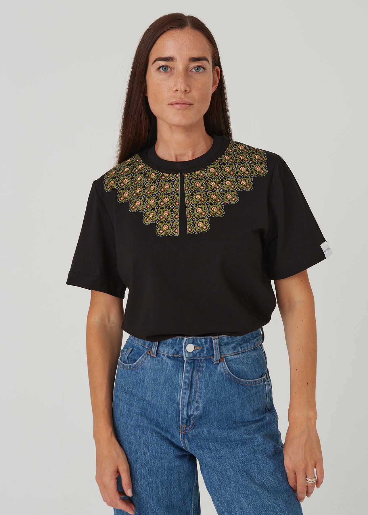 "Ptaki" damski T-shirt z kołnierzykiem