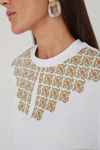 "Ptaki" damski T-shirt z kołnierzykiem