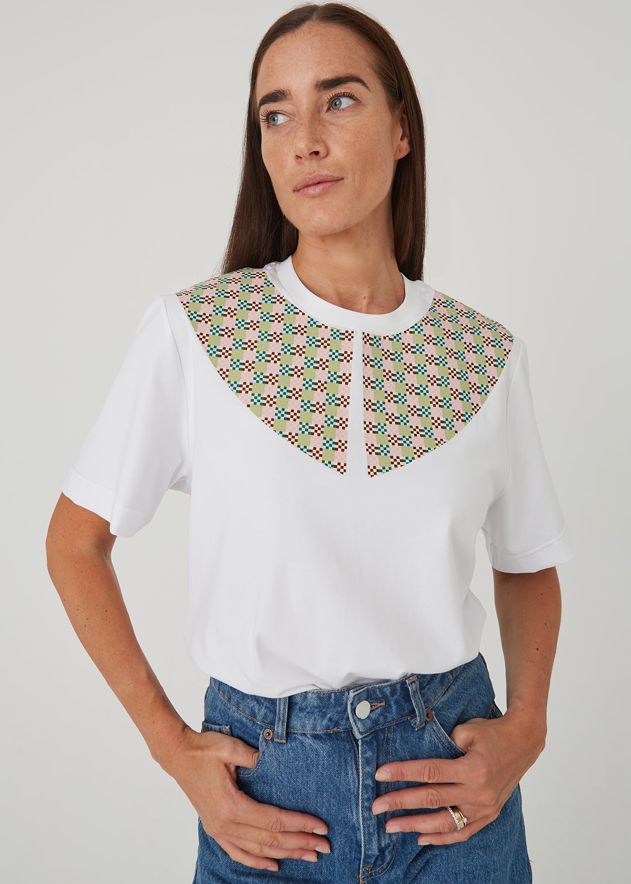 "Ptaki" damski T-shirt z kołnierzykiem