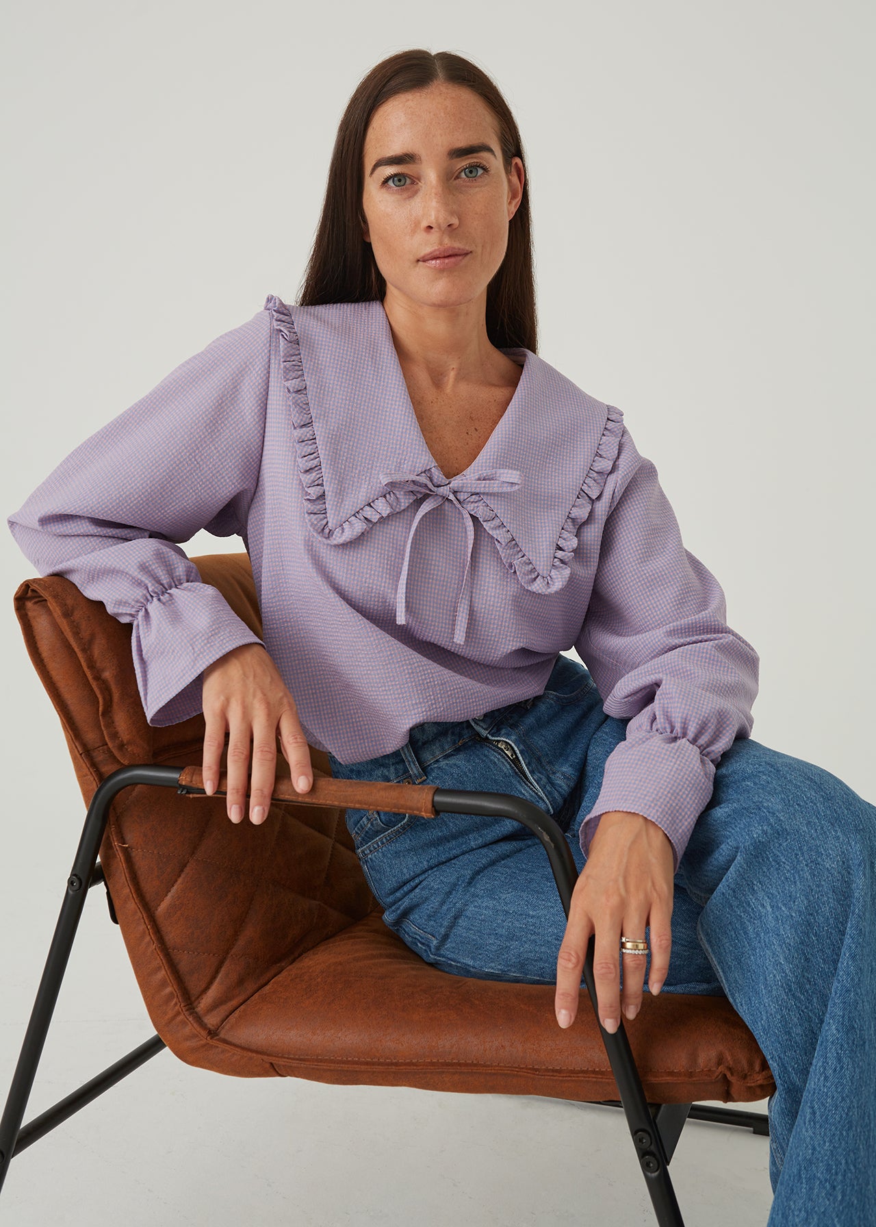 WOMEN'S ROMANTIC BLOUSE WITH COLLAR