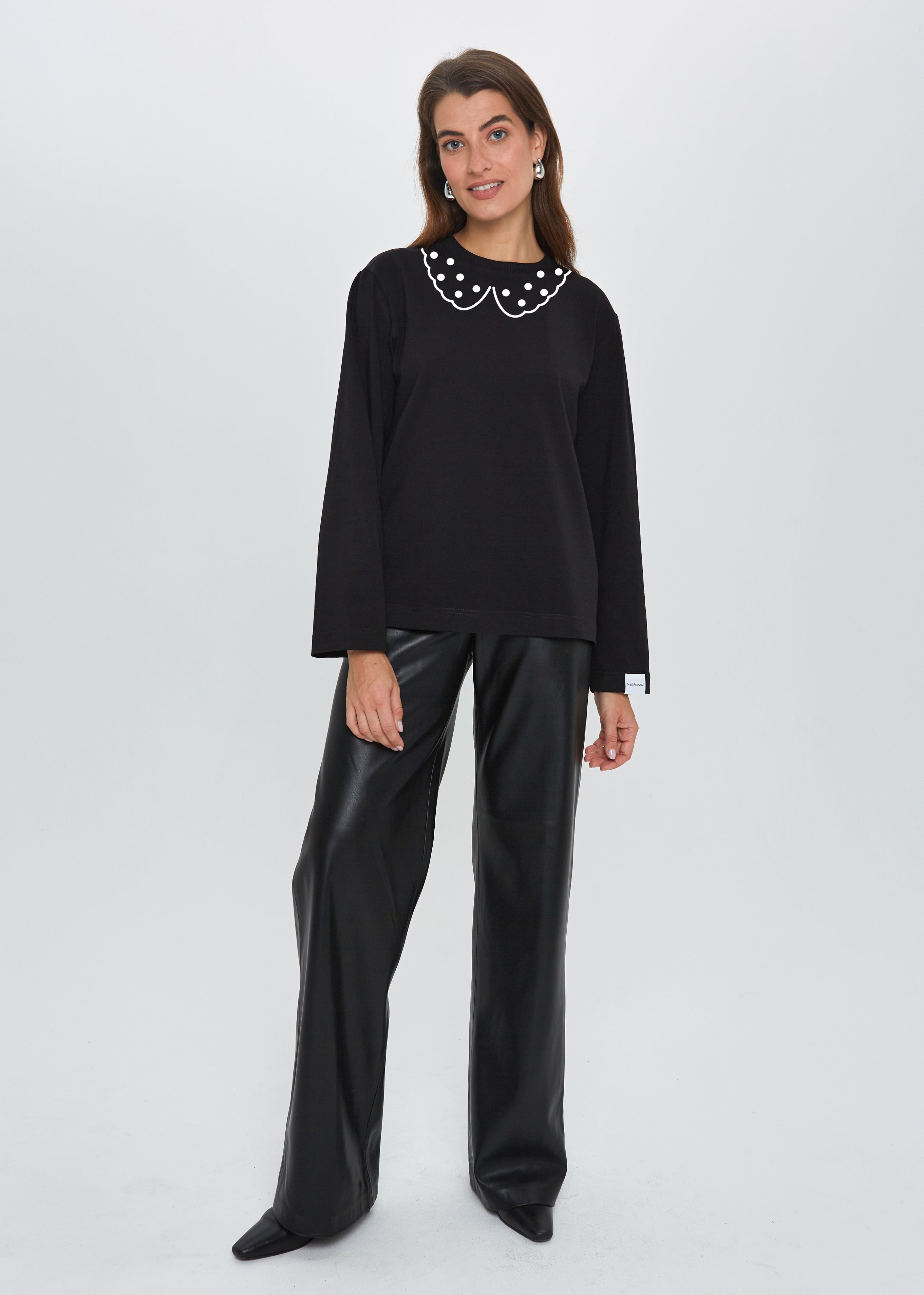 "DIDELI TAŠKELIAI" JUODI MARŠKINĖLIAI ILGOMIS RANKOVĖMIS