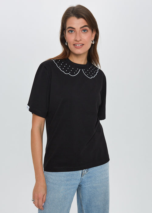 "MINI DOTS", BLACK T-SHIRT