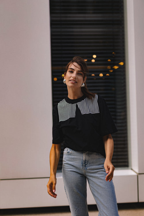 "SQUARES", BLACK T-SHIRT