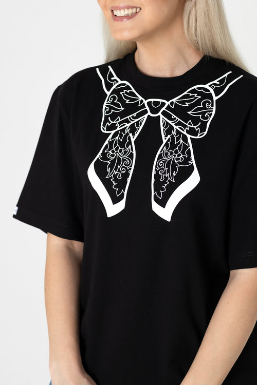 "RIBBON", BLACK T-SHIRT